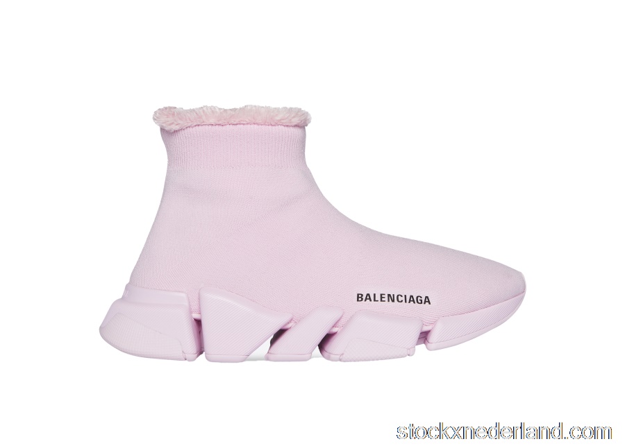 Balenciaga Speed 2.0 Recycled Knit Fake Fur Pink (W)669789W2DI35601