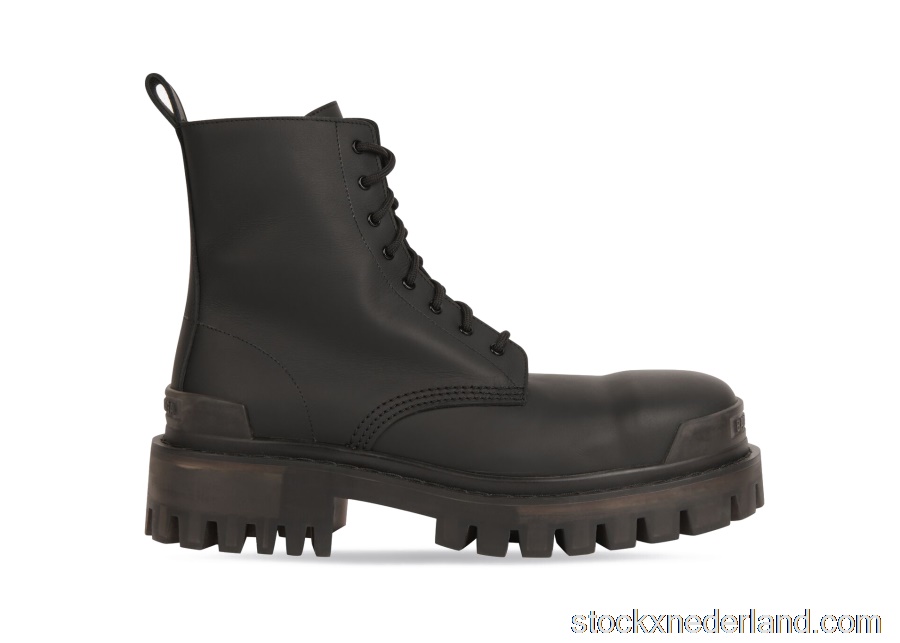 Balenciaga Strike 20mm Boots Black Rubber Effect Calfskin (W)600970WBBO01000