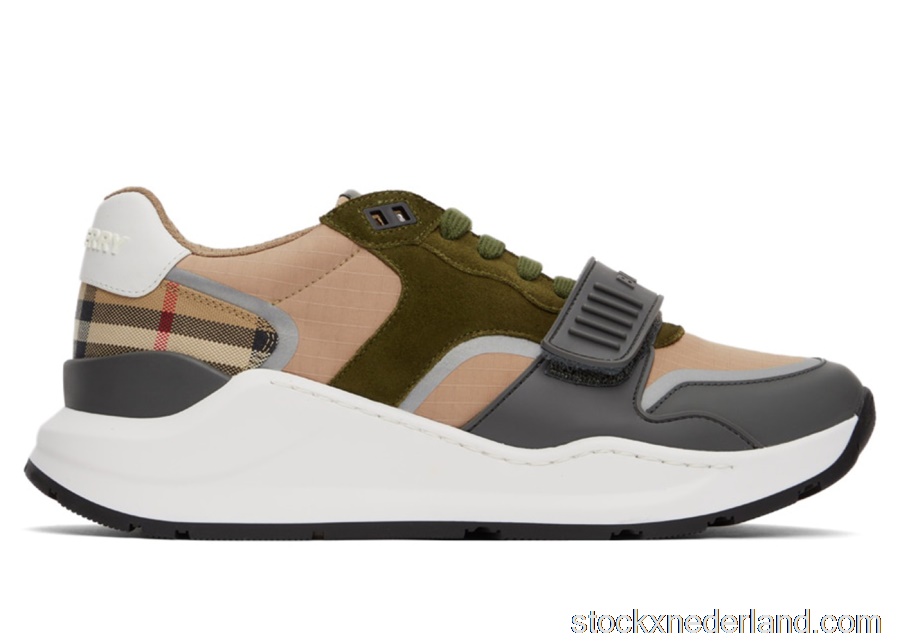 Burberry Ramsey Check & Leather Flint Grey Soft Fawn