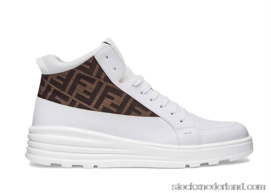 Fendi Leather Mid Top White Brown7E1315A9SAF150F