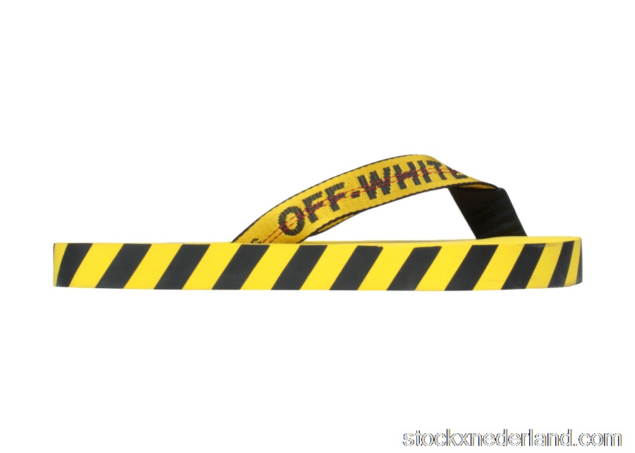 Off-White Diagonal Stripes Flip Flops Yellow Black AW 20OMIA131F20MAT0011810
