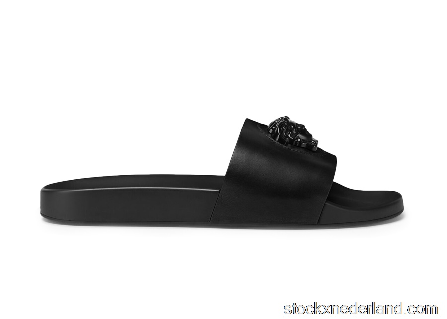 Versace Leather Slides La Medusa Black1001184 DV46G 1B090